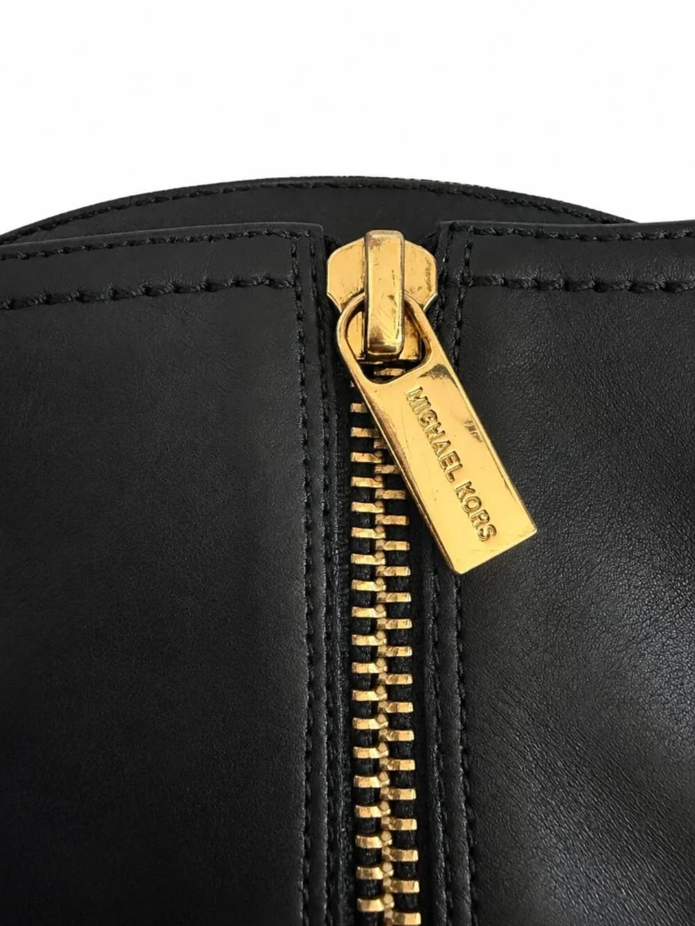 Michael Kors Black Leather Platform Stiletto Boots Gold Logo 7.5